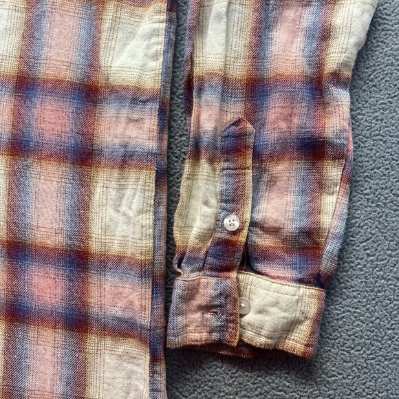 Wrangler Plaid Wrancher Shirt Medium Pink Red Long Sleeve Size L,Pocket,Cotton - Picture 9 of 10